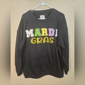 Sugar Stitch Mardi Gras Textured Text Sweatshirt XXL (6207)